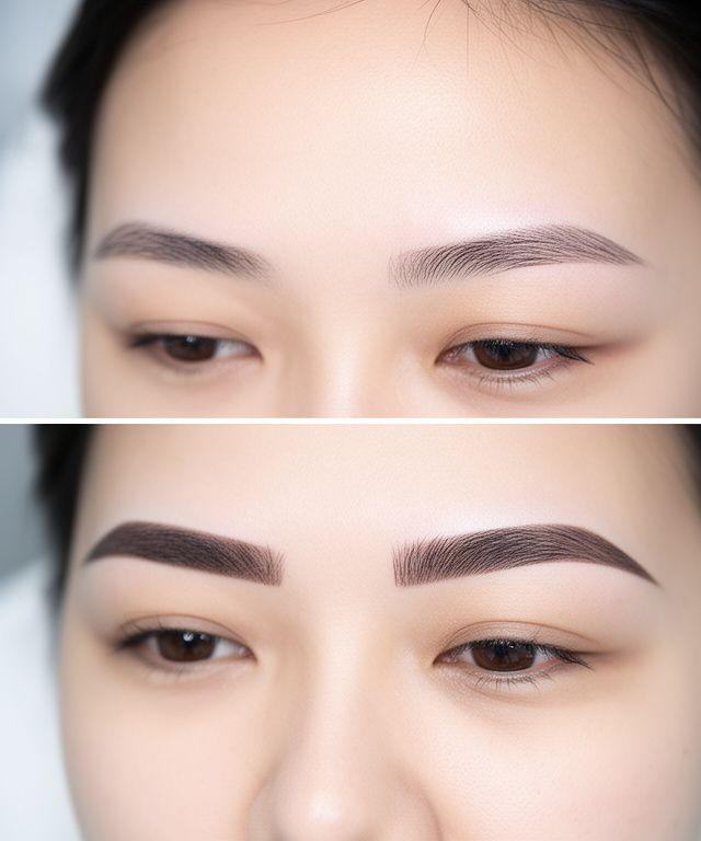 Weiche, symmetrische Microblading-Augenbrauen nach der Behandlung in einem hellen Zürcher Salon